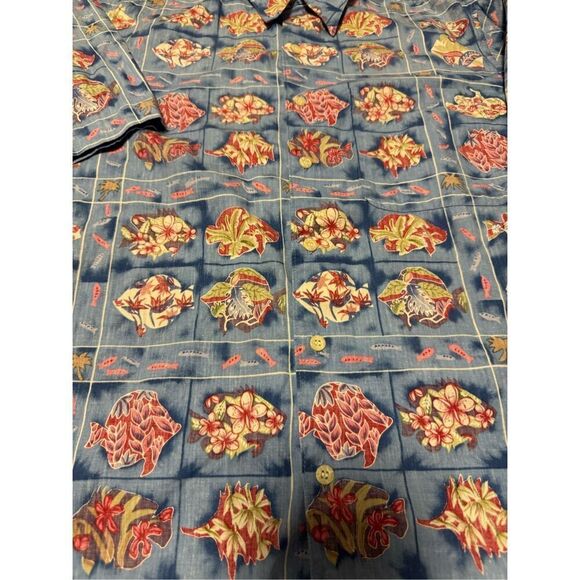 Reyn Spooner Size Medium Miles Fish Plant Hawaiian Vintage Men - Picture 2 of 5